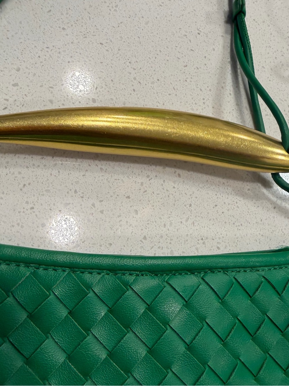 Urban Expressions Crossbody Bag in Green Vegan Leather with Gold Accent Handle - Picture 3 of 5
